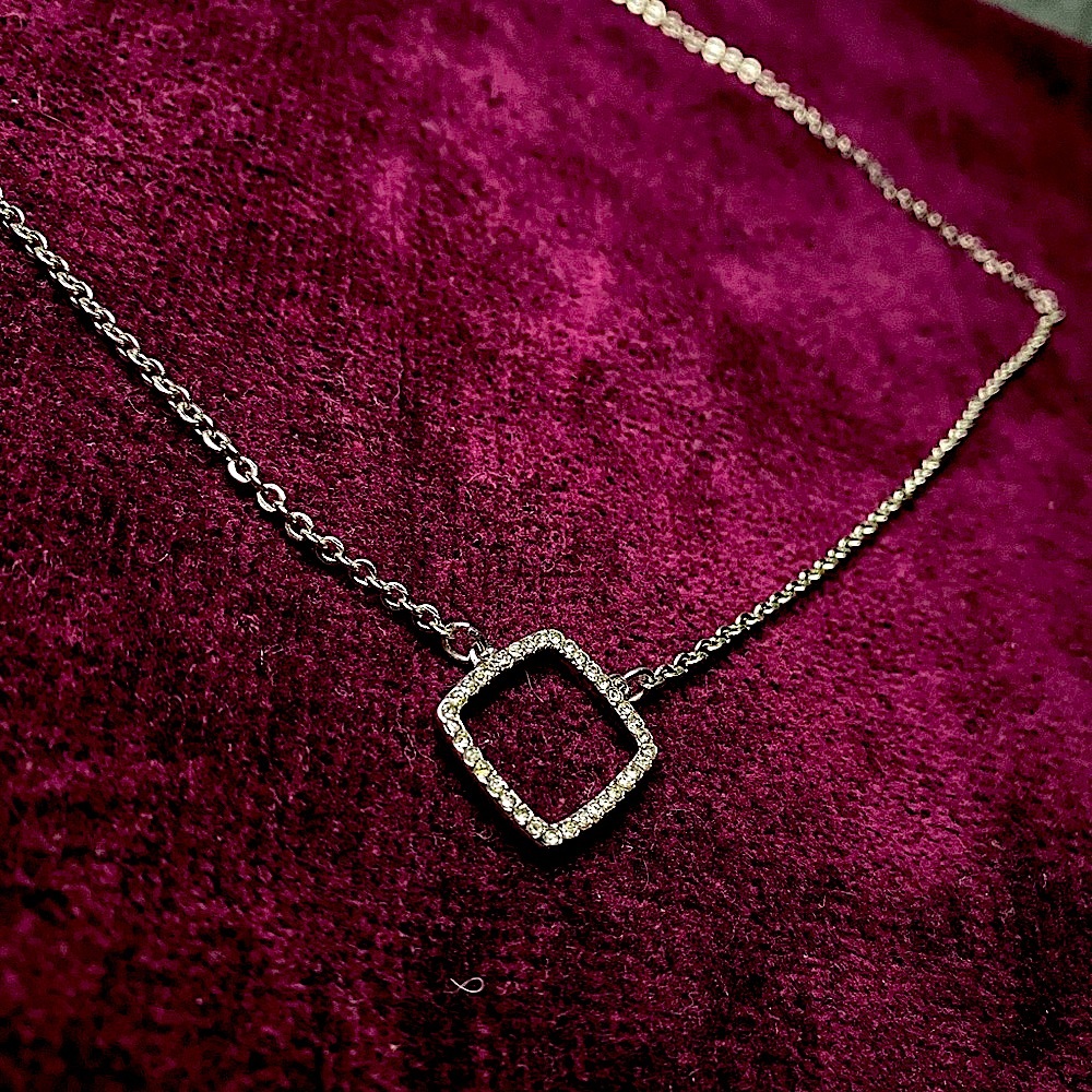 Silver Diamond Rhombus Chain Necklace by White House Black Market [NEW]